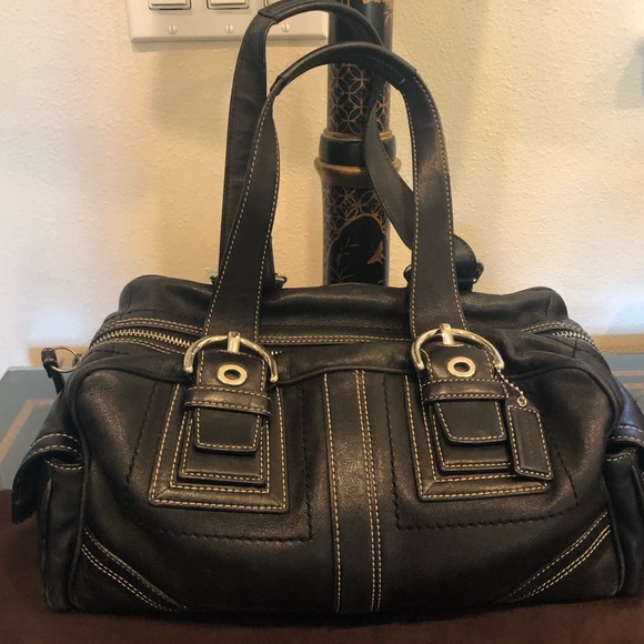 COACH BLACK LEATHER SATCHEL PREOWNED Great Beautiful Condition! - Picture 10 of 16